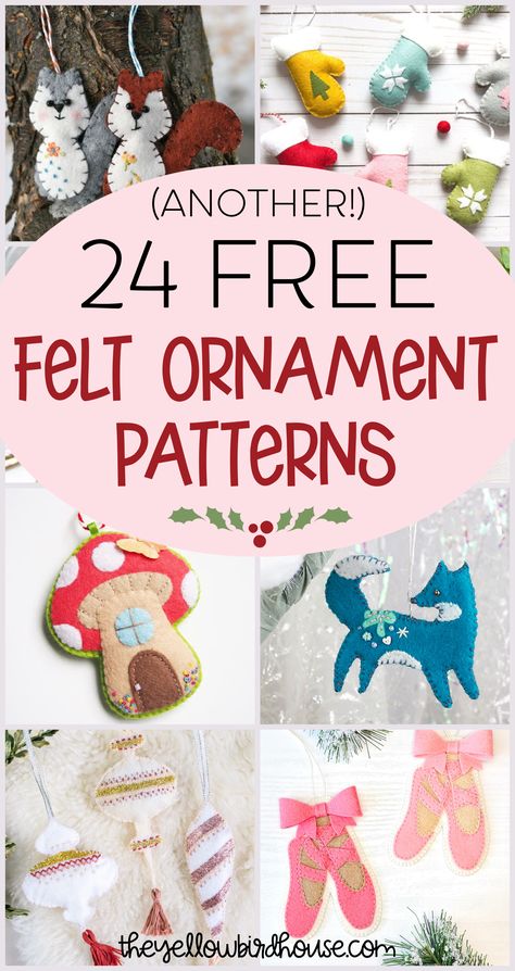 Free Felt Ornament Patterns, Felt Ornament Patterns, Felt Ornaments Diy, Diy Felt Christmas Ornaments, Felt Ornaments Patterns, Felt Crafts Patterns, Felt Crafts Christmas, Felt Crafts Diy, Felt Christmas Decorations