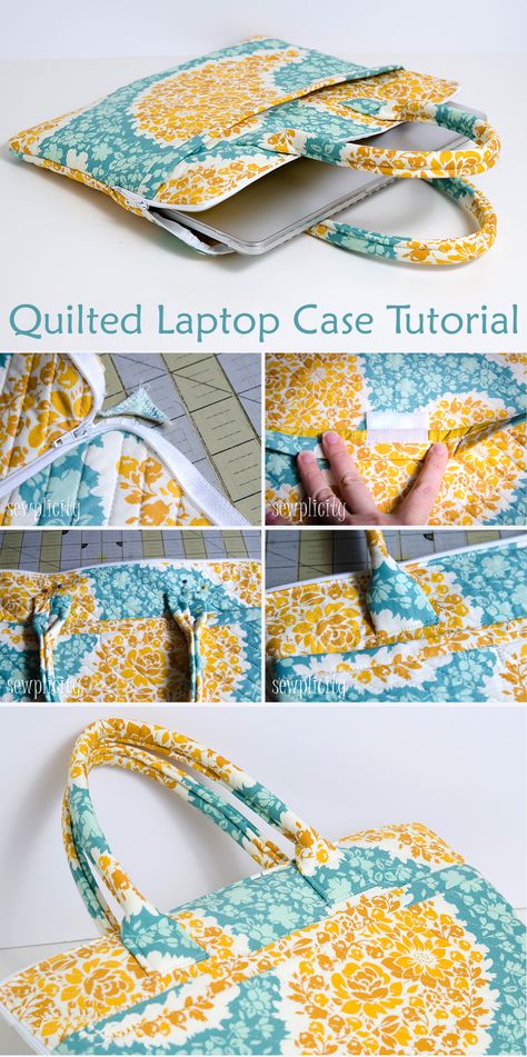 Quilted Laptop Bag Tutorial Diy Laptop Bag Pattern, Laptop Bag Pattern, Diy Quilted Bag, Laptop Case Pattern, Diy Laptop Case, Diy Laptop Bag, Computer Tote Bag, Quilted Bag Patterns, Diy Laptop