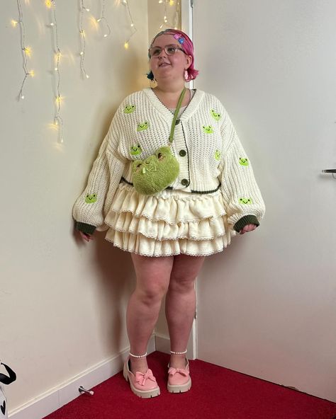 Frog Cardigan, Frog Bag, Fairycore Aesthetic, Kawaii Style, Plus Size Beauty, Fairy Core, Kawaii Fashion, Magical Girl, Outfit Details