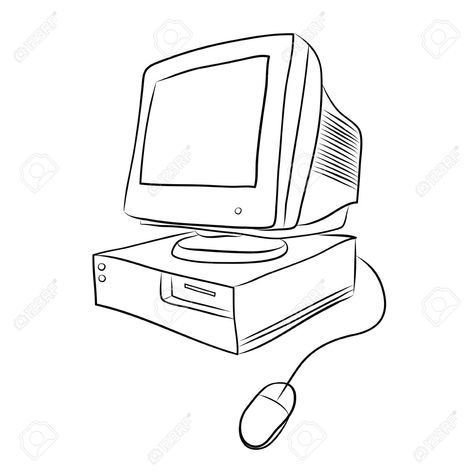 Old Computer Drawing, Object Sketches, Computer Tattoo, Computer Sketch, Pc Drawing, Sto Nino, Macintosh Computer, Tattoo 2024, Exhibition Ideas