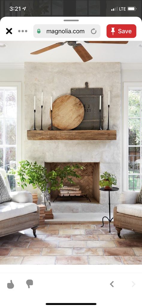 Spanish Modern Fireplace Ideas, Italian Farmhouse Fireplace, Stucco Gas Fireplace, Modern Tuscan Fireplace, European Farmhouse Fireplace Ideas, Venetian Plaster Fireplace With Wood Mantle, Terracota Fireplace, Fireplace Ideas Low Ceiling, Fireplace Rustic Modern