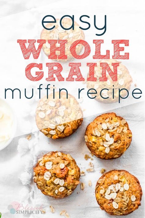 Muffins Recipes Banana, Muffins Recipes Healthy, Healthy Muffins Recipes, Breakfast Muffins Easy, Whole Grain Muffins, Grain Muffins, Wheat Muffins, Healthy Chocolate Muffins, Whole Wheat Muffins