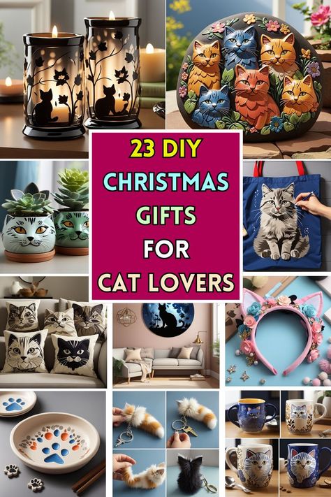 23 DIY Christmas Gifts for Cat Lovers Diy Cat Crafts Gift Ideas, Gifts For Cat Lovers Diy, Cat Crafts For Adults, Cat Gifts For People, Cat Gifts Diy, Christmas Presents For Cats, Gift Ideas For Cat Lovers, Diy Christmas Gift Ideas, Crazy Cat Lady Gifts