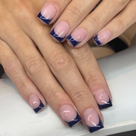 crisp navy blue frenchies for my gal @madiartistry.co ✨🤍 • • we did a gorgeous 5 week refill on her natural nails!! • polygel “le corail” from @makartt_official • • #nails #boltonnailtech #caledon #nailart #naildesign #fallnails #bramptonnailtech #caledonnailtech #nailsoftheday #polygelnails #gtanailtech #polygel #polygelnailtech Official Nails, Nails Polygel, Polygel Nails, Nail Tech, Natural Nails, Nail Inspo, Nail Designs, Navy Blue, Nail Art