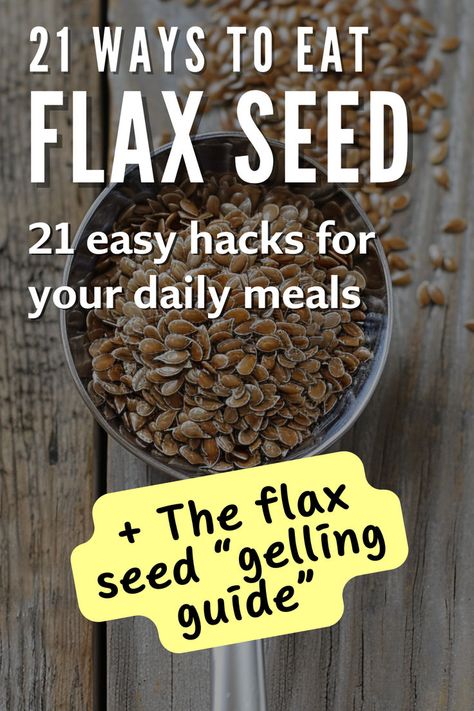 Spoon with flax seeds. Text reads: 21 ways to eat flax seed. 21 easy hacks for your daily meals. Plus the flax seed gelling guide. Healthy Foods Recipes, Flax Seed Recipes, Cholesterol Lowering Foods, Flax Seeds, 140 Pounds, Healthy Food Options, Healthy Crockpot, Flaxseed, Healthy Crockpot Recipes