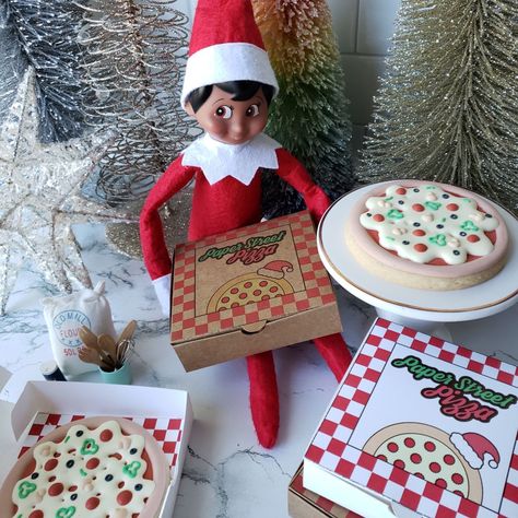 Elf on the Shelf Pizza Cookie Mini Elf On The Shelf, Elf On The Shelf Pizza, Pizza Box Printable, Elf Pizza, Elf On Shelf Printables, Elf 2023, Printable Pizza, Pizza Cookie, Elf On The Shelf Idea