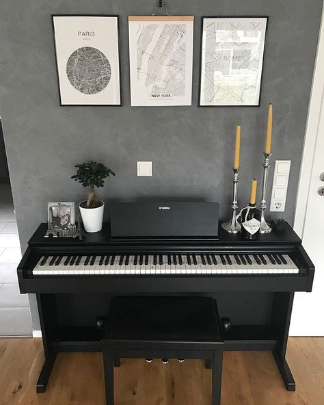 How To Style A Piano Top, Upright Piano Decor, Piano Table, Piano Room Decor, Piano Living Rooms, Piano Decor, Home Studio Setup, Music Room Decor, Modern Kitchen Interiors