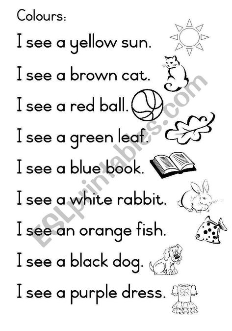 Colors Worksheet, Reading Comprehension For Kids, English Worksheets For Kindergarten, English Stories For Kids, Coloring Worksheet, Kindergarten Reading Activities, Grammar For Kids, Kindergarten Reading Worksheets, Preschool Reading