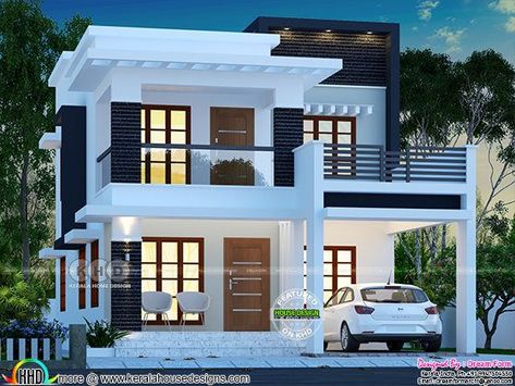 3 bedroom, 1755 square feet ₹25 lakhs cost estimated double storied home by Dream Form from Kerala. Country House Floor Plan, Small House Design Kerala, Double Story House, Two Story House Design, Flat Roof House, 2 Storey House Design, Two Story House, Modern Small House Design, Best Modern House Design