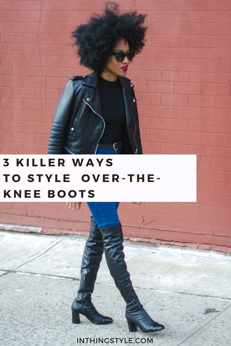 Over The Knee Black Boots Outfit, How To Wear Over The Knee Boots, Over The Knee Boot Outfit 2023, Edgy Fitted Knee-high Boots For Winter, Over The Knee Boot Outfit Fall, Modern Knee-high Boots For Fall, Over Knee Boots Outfit, Edgy Knee-high Boots For Night Out In Winter, Edgy Knee-high Boots For Evening Fall