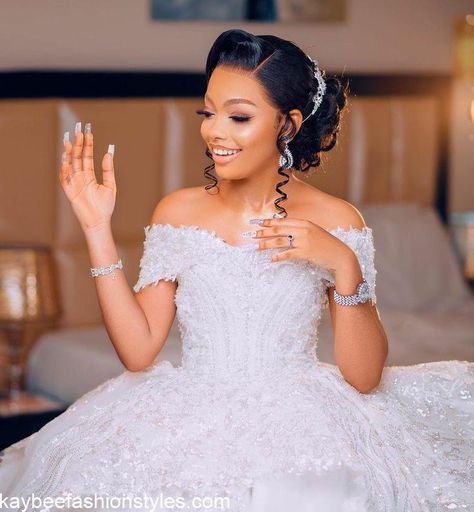 Latest Nigerian Bridal Hairstyles in 2023 - Kaybee Fashion Styles Bridal Hairstyles Nigerian Weddings, Black Brides Hairstyles Weddings, African Bride Hairstyles, Bride Hairstyles For Black Women, Nigerian Bridal Hairstyles, Nigerian Wedding Hairstyles, African Wedding Hairstyles, Black Brides Hairstyles, Black Bridal Makeup