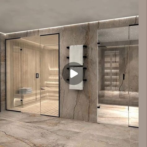 Concept Virtual Design on Instagram: "A luxury Steam & Sauna Wellness project by our in house design team, as part of a private client new build project in Oxfordshire. 

#spa #wellness #steamroom #sauna #healthylifestyle #bathroomdesign #interiordesign #bathroominspiration #interiorstyling #steamshowers #hamann #luxurylifestyle" Sauna Design Interior, Luxury Spa Design Interiors, Steamroom Sauna, Luxury Spa Room, Sauna In Bathroom, Spa Steam Room, Home Steam Room, Luxury Sauna, Spa Design Interior