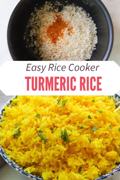 Turmeric Rice Recipe Rice Cooker, Turmeric Rice Rice Cooker, Yellow Rice In Rice Cooker, Yellow Rice Rice Cooker, Fluffy Rice Recipe, Rice Turmeric, Turmeric Rice Recipe, Garlic Breads, Rv Food