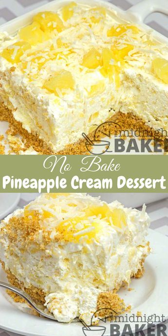 Pineapple Cream Dessert, Pineapple Dessert Easy, Pineapple Dream, Pineapple Dream Dessert, Dream Dessert, Pineapple Dessert Recipes, Baked Pineapple, Biscuits Graham, Pineapple Desserts