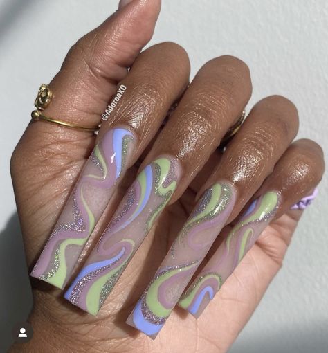 Purple Abstract Nails, Reflective Gel Nails, Purple Swirl Nails, Green Swirl Nails, Sage Nails, Rapunzel Purple, Nails Valentine, Swirl Nails, Vday Nails