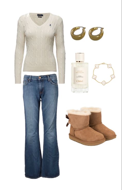 Ralph Lauren Zip Up Sweater Outfit, Fall Outfits Ralph Lauren, Cream Ralph Lauren Sweater Outfit, Ralph Lauren Jumper Aesthetic, White Ralph Lauren Sweater Outfit, Vanilla Style Outfit, How To Style Ralph Lauren Sweater, Ralph Lauren Girls Outfits, Ralph Lauren V Neck Sweater Outfit