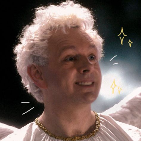 Good Omens Book, Terry Pratchett, Michael Sheen, Good Omens, Neil Gaiman, Angels And Demons, White Hair, Drawing People, Serie Tv