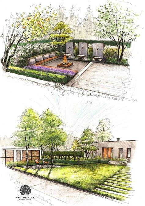 Landscape Design Drawings, Landscape Architecture Drawing, Garden Drawing, Modern Landscape Design, Modern Garden Design, Garden Design Plans, Landscape Design Plans, Landscape Plan, Landscape Architecture Design