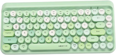 Amazon.com: UBOTIE Portable Bluetooth Colorful Computer Keyboards, Wireless Mini Compact Retro Typewriter Flexible 84Keys Design Keyboard (Green-Colorful) : Electronics Typewriter Keyboard, Retro Typewriter, Portable Keyboard, Mini Keyboard, Kawaii Room Decor, Mac Mini, Bluetooth Keyboard, Tablet Stand, Computer Case