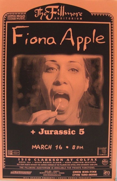 Fiona Apple Poster, Apple Poster, Fiona Apple, Concert Flyer, Painting Aesthetic, Dorm Posters, Tour Posters, Rock Posters, Photo Wall Collage