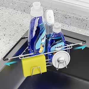 Kitchen Sink Corner, Sponge Caddy, Sink Dish Rack, Sink Caddy, Under Sink Organization, Corner Sink, Steel Kitchen Sink, Over The Sink, Tidy Kitchen