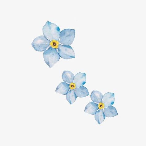 floral Blue Flowers Aesthetic Painting, Blue Flower Drawing Aesthetic, Drawing Blue Flowers, Small Flowers Watercolor, Blue Flowers Drawing Simple, Hand Painted Stickers, Small Blue Flower Tattoo, Watercolour Blue Flowers, Blue Flowers Aesthetic Drawing