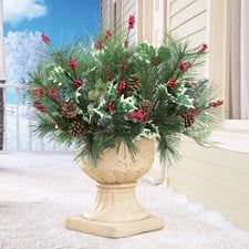 Search | Collections Etc. Cemetary Decorations, Outdoor Christmas Planters, Christmas Vases, Christmas Planters, Green Garland, Christmas Floral Arrangements, Pine Branches, Floral Picks, Holly Leaves