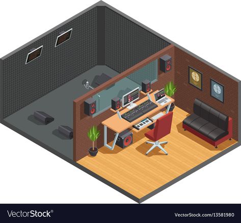 Mini Studio Music, Acnh Music Studio, Acnh Music, Furniture Vector Illustration, Isometric Elements, Isometric Interior, Architect Student, Electronics Workshop, Sims Houses