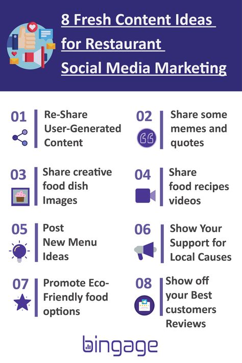 Stumped about what to post on your restaurant's social media? Here are 8 Fresh Ideas for Your Restaurant Social Media Content. #socialmedia #socialmediamarketing #restaurantmarketing #socialmediacontent #contentideas #bingage #restaurants #socialmediatips #smo #smm #searchenginemarketing #digitalmarketing #restaurantonlinemarketing #onlinemarketingtips Social Media Content For Restaurant, Restaurant Social Media Marketing, Social Media Posts For Restaurants, Restaurant Content Calendar, Social Media Marketing For Restaurants, Content Ideas Restaurant, Food Marketing Ideas Social Media, Content For Restaurants, Social Media For Restaurants