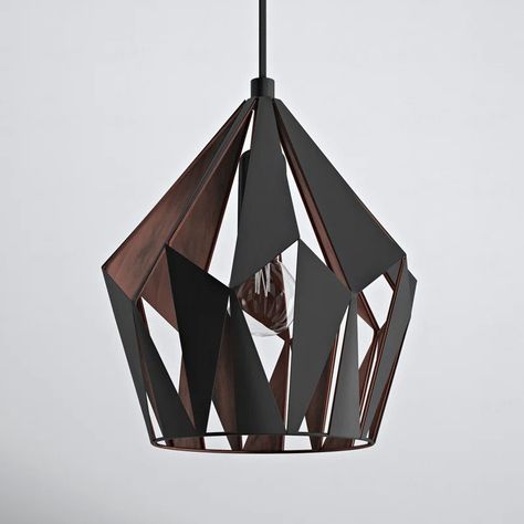 AllModern Hendry 1 - Light Single Pendant & Reviews | Wayfair Mid Century Light Fixtures, Mid Century Lighting Pendant, Unique Pendant Lights, Geometric Pendant Light, Mid Century Lighting, Kitchen Pendants, Lighting Products, Globe Pendant, Geometric Pendant