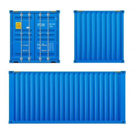 Realistic bright blue cargo container se... | Premium Vector #Freepik #vector #car #box #blue #truck Container Texture, Hot Wheels Storage, Container Shipping, Blue Container, Container Terminal, Car Box, Freight Container, Cargo Container, Blue Truck