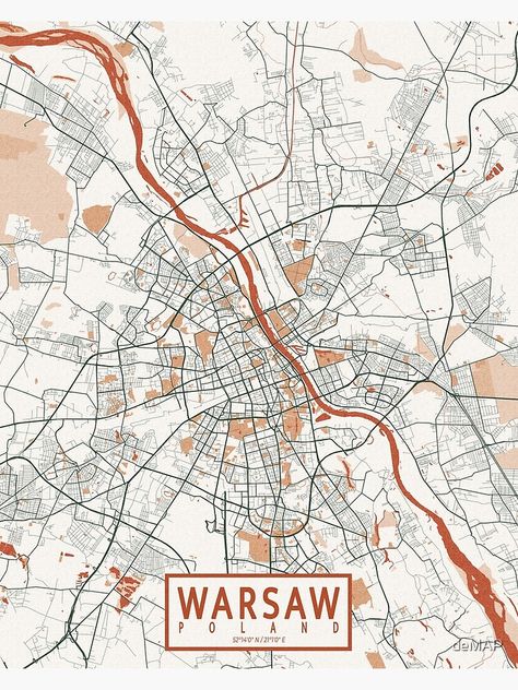 Birthday Calendar Ideas, 50s Prints, Warsaw Map, Map Of Poland, Bohemian Poster, Cartography Art, Map Of Germany, Poland Map, Warsaw City