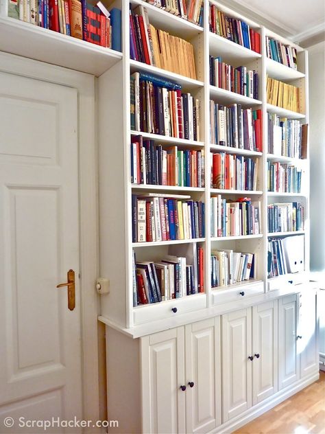 10 Outrageously Cheap IKEA Billy Hacks You Have To See! | The Mummy Front Ikea Billy Hack, Billy Ikea, Billy Bookcase Hack, Lots Of Books, Ikea Billy Bookcase Hack, Ikea Bookcase, Hack Ikea, Bookcase With Glass Doors, Ikea Bookshelves