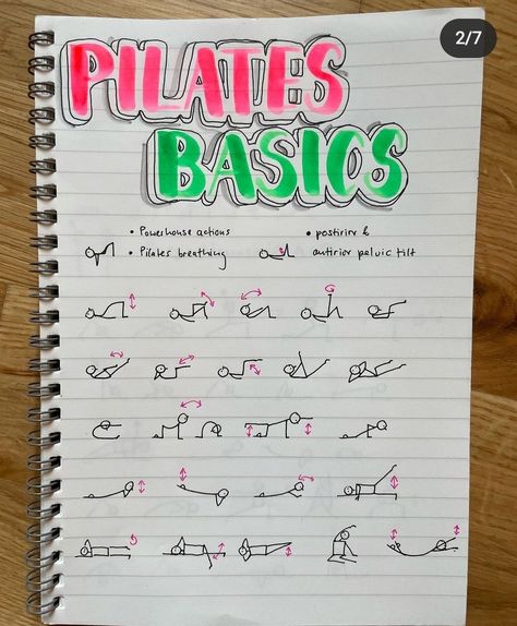 Yoga Notes, Pilates Mat Exercises, Pilates Yoga Studio, Pilates Solo, Workout Sheets, Yoga Education, Mat Pilates Workout, Yoga Pilates Workout, Pilates Poses