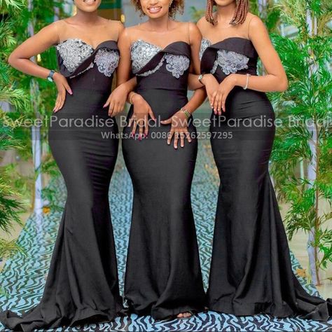 Long Black Maid Of Honor Dress, Black Matron Of Honor Dress, Maid Of Honor Dress Black Women, Plus Size Maid Of Honor Dress Black, Maid Of Honor Dress Black, Black Maid Of Honor Dress, Maid Of Honor Dress, Mermaid Long Bridesmaid Dresses, Dresses With Appliques