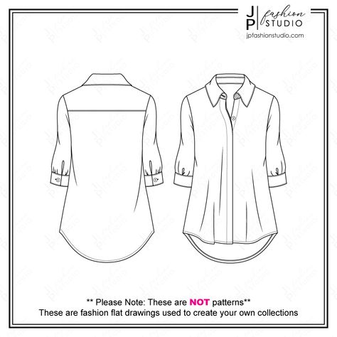 Women Blouse Sketch, Shirt Fashion Flat Sketch, Fashion Technical Drawing, Hidden Placket, Tunic Shirt Shirts For Women Illustration, Flat Shirt Sketch, Women Shirt Illustration, Tunic Flat Sketch, Blouse Flat Sketch Fashion Design, Blouse Sketches Fashion Illustrations, How To Draw Blouse, Women Shirt Flat Sketch, Shirt Dress Sketch