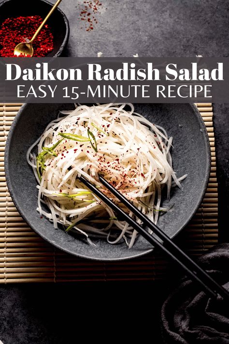 Radish Recipes Salad, White Radish Recipes, Salad Lady, Daikon Recipe, Radish Recipe, Summer Tacos, Garlic Vinaigrette, Longevity Recipes, Most Pinned Recipes