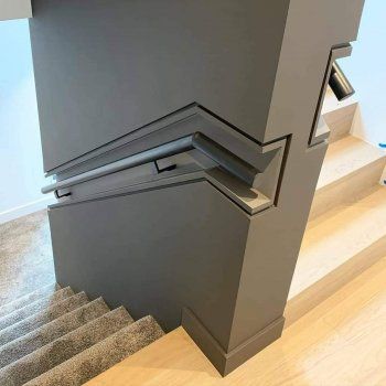 How to inset stair rails? - General Q & A - ChiefTalk Forum Hidden Drawer, Entry Stairs, Say Less, Open Staircase, Diy House Renovations, Stair Handrail, Staircase Railings, Interior Stairs, Basement Design