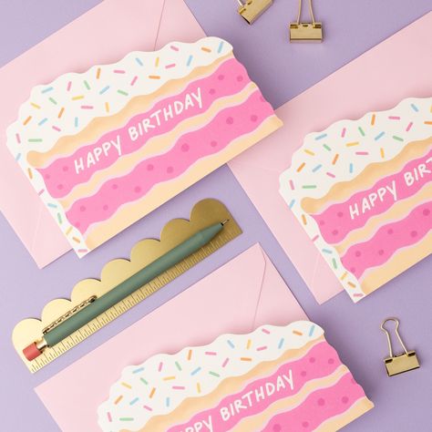 Funfetti cake for fun birthdays 🍰 🎉 • • • #funfetticake #birthdaycard #diecutcards #diecut #stationerydesign #greetingcards #greetingcarddesigner #independentpublisher #fairewholesale #indiebrand #cakecard #uniquecards Printable Box, Graphic Design Infographic, Card Photography, Pink Confetti, Funfetti Cake, Cake Card, Birthday Design, Unique Cards, Birthday Fun