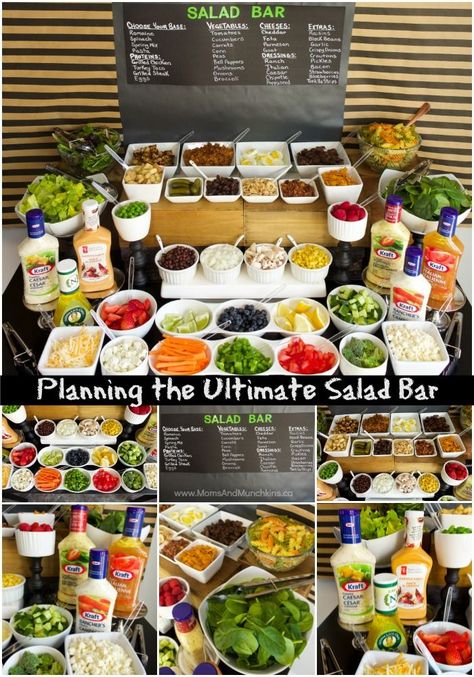 Ultimate Salad Bar - ideas for party foods to serve, buffet setup ideas and more! Salad And Sandwich Bar, Tacobar Party, Salad Bar Party, Healthy Buffet, Diy Salad Bar, Buffet Setup, Party Salad, Diy Salad, Ultimate Salad