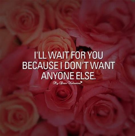 I Will Wait For You Because I Dont Want Anyone ELse Waiting Quotes, I Will Wait, Ill Wait For You, Long Distance Love Quotes, Distance Love Quotes, Sweet Love Quotes, Qoutes About Love, I'll Wait, You Quotes