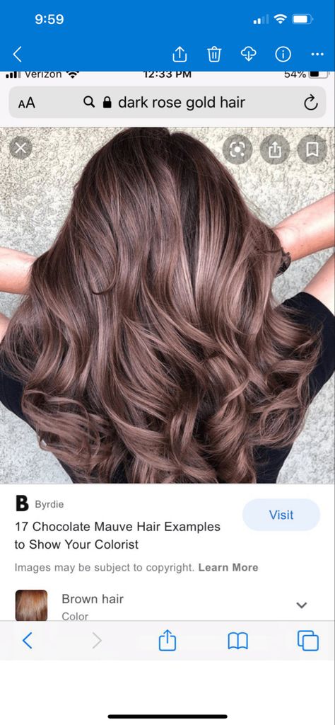 Mauve Mushroom Brown Hair, Rose Brown Balayage, Chocolate Rose Gold Hair, Mulberry Hair Color, Chocolate Mauve Hair, Mushroom Hair, Ash Hair, Ash Brown Hair, Color Balayage