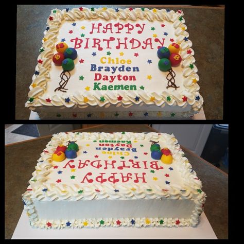 Multiple birthdays sheet cake Group Birthday Cake Design, Birthday Cake For Multiple Birthdays, Cake For Multiple Birthdays, Multiple Birthday Cake Ideas, Group Birthday Cake, Best Birthday Cake Designs, Birthday Sheet Cake, Big Birthday Cake, Vanilla Sheet Cakes