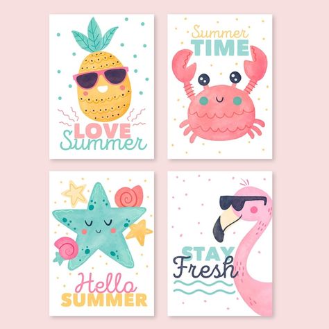 Acuarelas de verano vector gratuito | Free Vector #Freepik #freevector #acuarela Summer Cards, Summer Wallpaper, Hand Drawn Design, Cartoon Clip Art, Hello Summer, Diy Art Painting, Kids Education, Psd Files, Summer Of Love