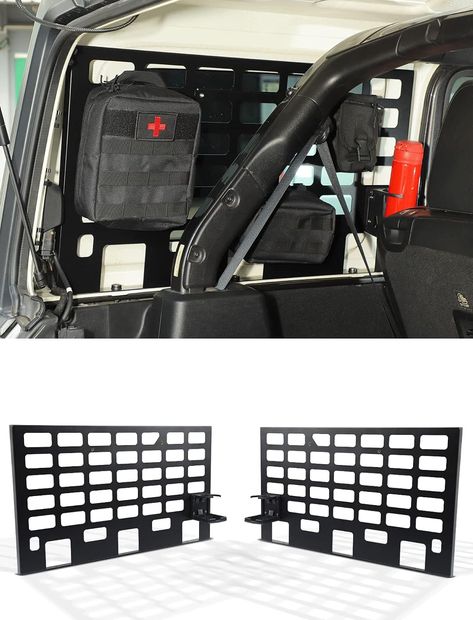 Upgrade your Jeep Wrangler JLU 4 Door with the Savadicar Rear Window Side Storage Racks! These metal carriers provide extra storage space and come with a MOLLE panel organizer for easy customization. Perfect for 2018-2023 models, these racks are built to last. aximize your adventure potential! Rear window side storage racks Back cargo metal carrier MOLLE panel organizer Internal expansion accessories Extra storage space Customizable organization Metal construction Adventure-ready upgrade Molle Panel, Jeep Mods, Window Siding, Cargo Rack, Storage Racks, Wrangler Jl, Luggage Rack, Off Road Adventure, Rear Window