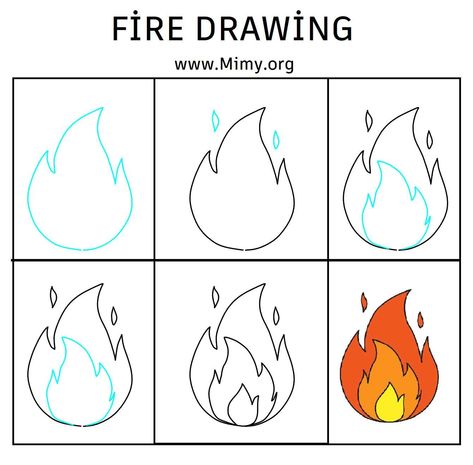 Simple Flame Drawing, How To Draw A Flame, Flame Drawing Easy, Fire Drawing Tutorial, How To Draw Fire, Fire Drawing Easy, Announcement Board, Fire Drawing, Drawing Tutorials