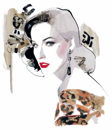 Seeing Fashion With a Sketchpad and Markers - David Downtown in The New York Times David Downton, Rene Gruau, Dita Von, Dita Von Teese, Fashion Art Illustration, Fashion Illustrator, Fashion Portrait, Portrait Illustration, Artist Style