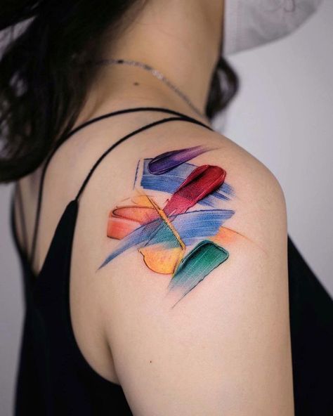 Paintbrush Tattoo, Korean Tattoo Artist, Pride Tattoo, Brush Tattoo, Abstract Tattoo Designs, Korean Tattoos, Tattoo Background, Stylish Tattoo, Tattoo Instagram