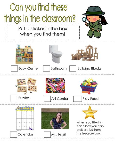 Open House Scavenger Hunt, Preschool Orientation, House Scavenger Hunt, Preschool Open House, Open House Activities, Scavenger Hunt Template, Classroom Scavenger Hunt, Welcome To Preschool, Preschool Scavenger Hunt