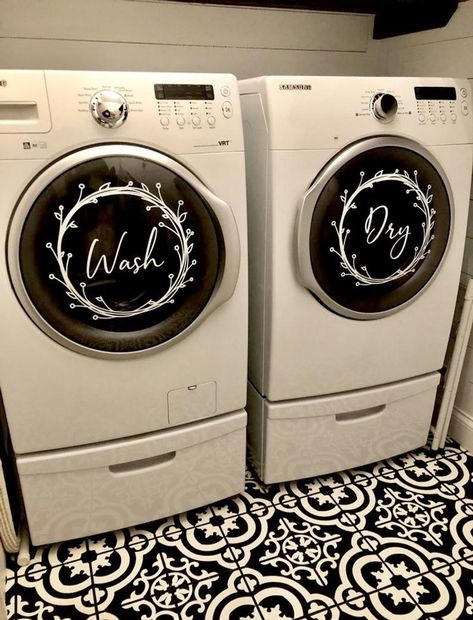 Farmhouse Laundry Decals Washer and Dryer Vinyl Decals Rustic | Etsy Laundry Room Decal, Stair Decals, Washing And Drying Machine, Tiny Laundry Rooms, Laundry Room Wall Decor, Farmhouse Laundry, Laundry Room Remodel, Laundry Room Signs, Laundry Decor